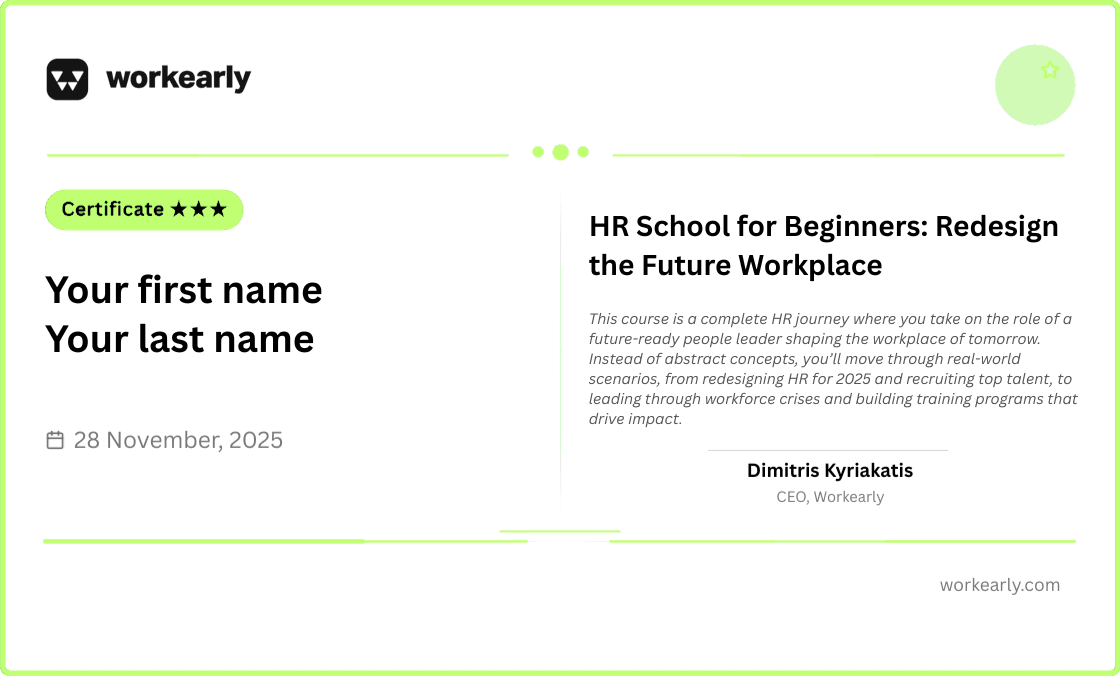 HR School for Beginners Redesign the Future Workplace Certificate