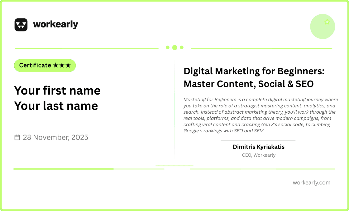 Digital Marketing for Beginners Master Content, Social & SEO Certificate